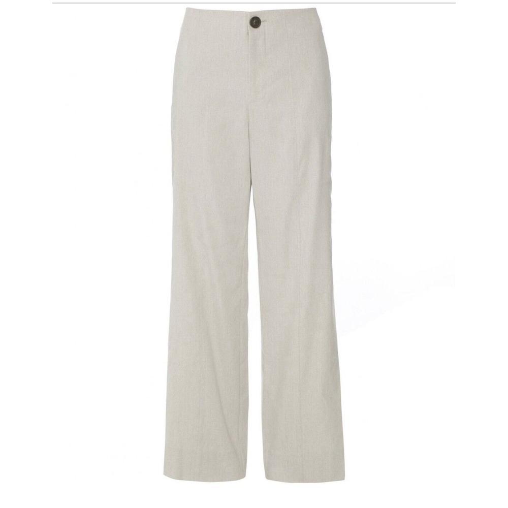 Vince Womens Linen Blend Slouchy Trousers Wide Leg Beige Size 14 High Rise